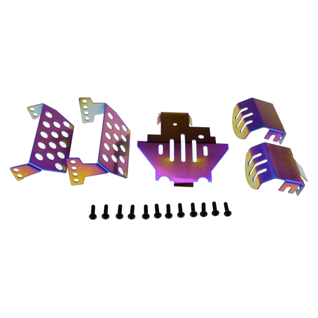 

MagiDeal Stainless Steel Chassis Skid Plates Protector Set for RC -4