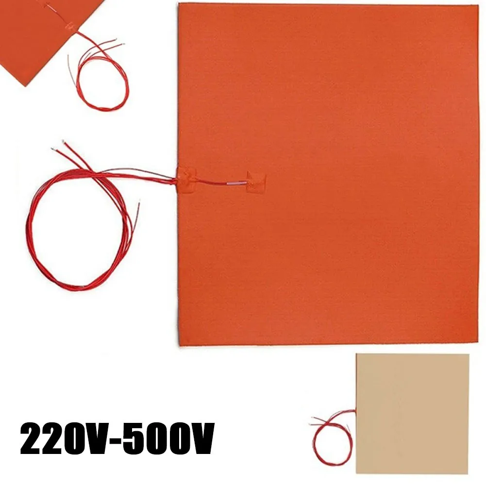 

Hot 220V 500W Heating Pad Silicone Heater Mat Pad For Printer Heated Bed Heating Silicone Heater For Printer Hot Bed 220x220mm