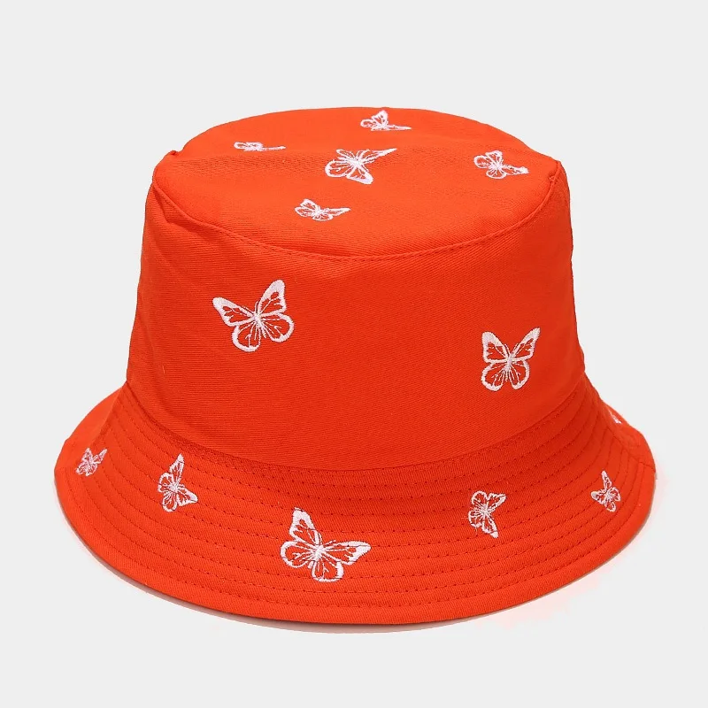 

2020 New Bucket Hats WomenButterfly embroidery Autumn and winter Flat Basic Warm Basin Caps Solid Streetwear Fisherman Hats