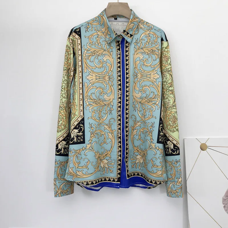 

Spring Autumn 2020 New Designer Men/women's retro print long sleeves Shirts High quality Men's casual Shirt tops C223