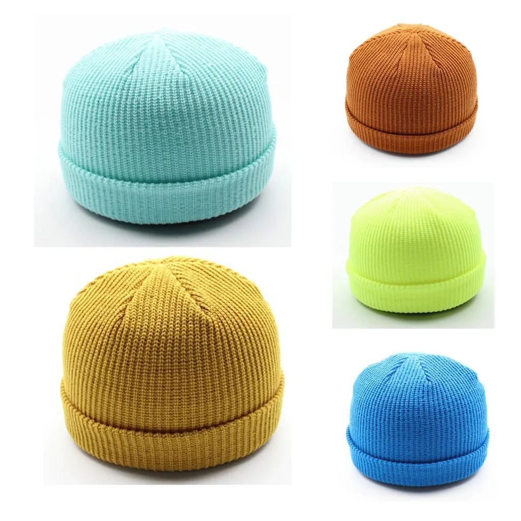 Вязаная шерстяная шапка унисекс модные теплые шапки однотонные мягкие бини