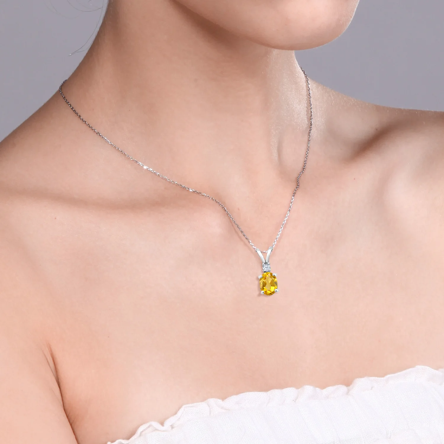 GemStoneKing 1 35 Ct Овальный Желтый цитрин 925 стерлингового серебра кулон для женщин |
