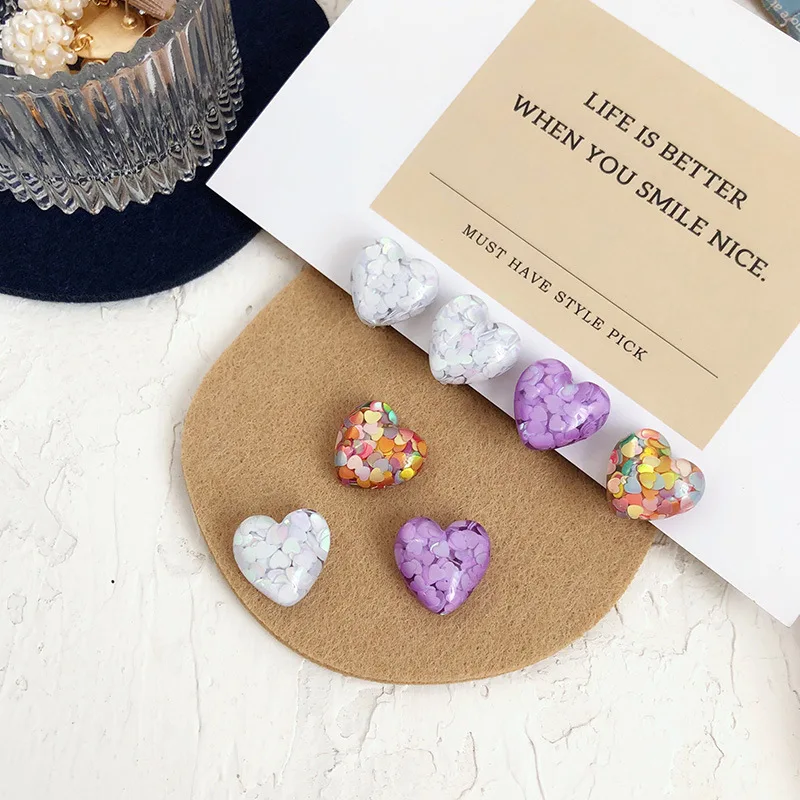 Doreen коробка уксусная кислота Смола сердца гвоздики серьги клипсы для ушей