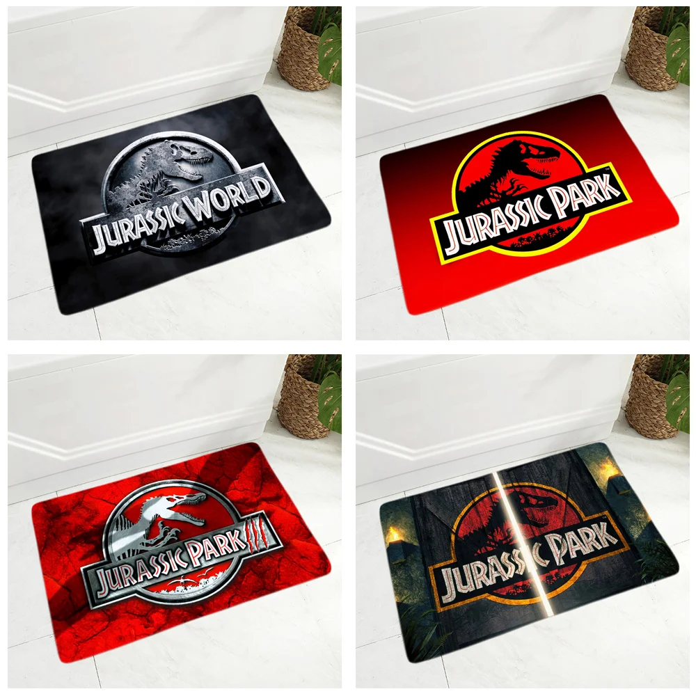 Коврик для прихожей в стиле парка Юрского периода нескользящий фланелевый