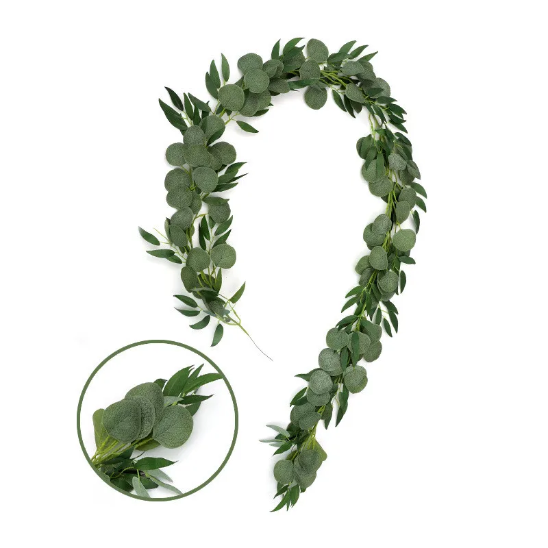 

2M Artificial Rattan Eucalyptus Vines Willow Leaves Eucalyptus Winding Vine Fake Plants for Wedding Home Garden Decoration Ivy