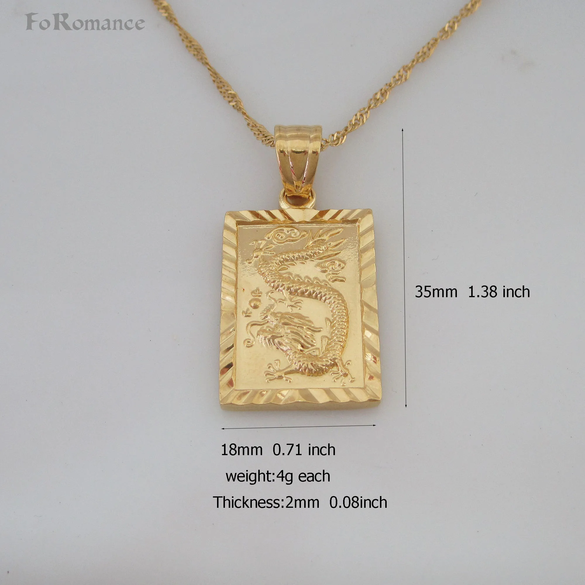 Foromance/ 45 см цепочка Ожерелье & Традиционный китайский дракон со словом FU FORTUNE BACKSIDE