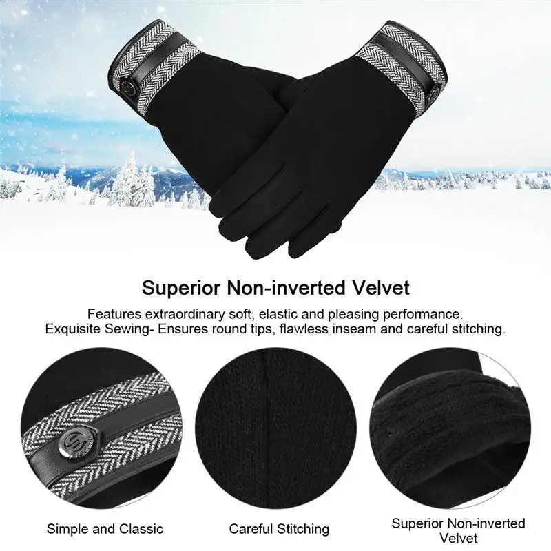 Vbiger утолщенные зимние теплые перчатки с сенсорным экраном мягкие для холодной