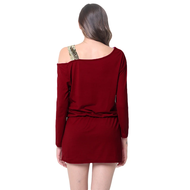 

Elegant Women Mini Dress Hollow Out Design O-Neck Long Sleeve Solid Color Slim Hips Autumn Winter Dress For Streetwear