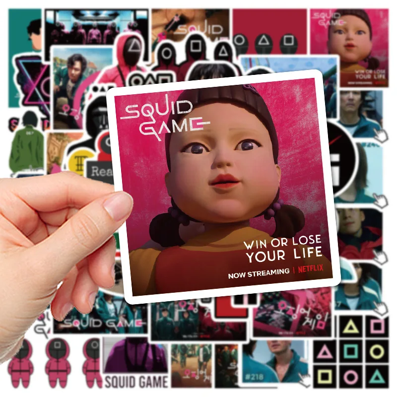 

50PCS Thriller TV Squid Game Round Six Graffiti Stickers for Notebook Motorcycle Skateboard Computer Mobile Phone Cars Decors