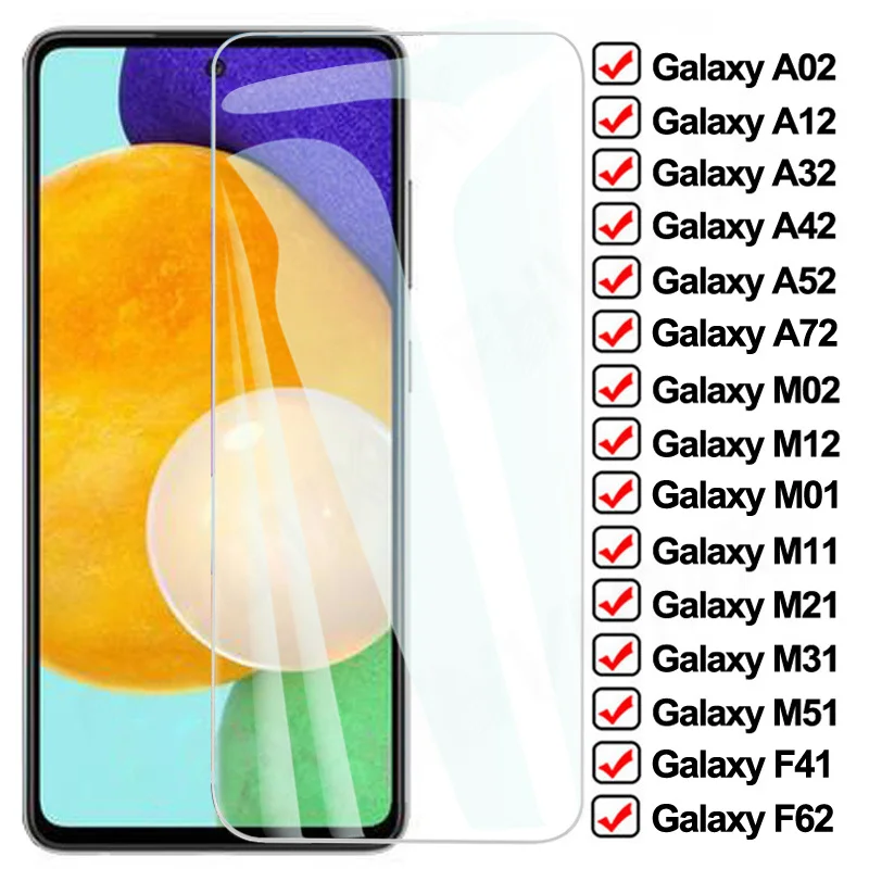 

9D Full Protective Glass For Samsung Galaxy A02 A12 A32 A42 A52 A72 F41 F62 Screen Protector M02 M12 M01 M11 M21 M31 M51 Glass