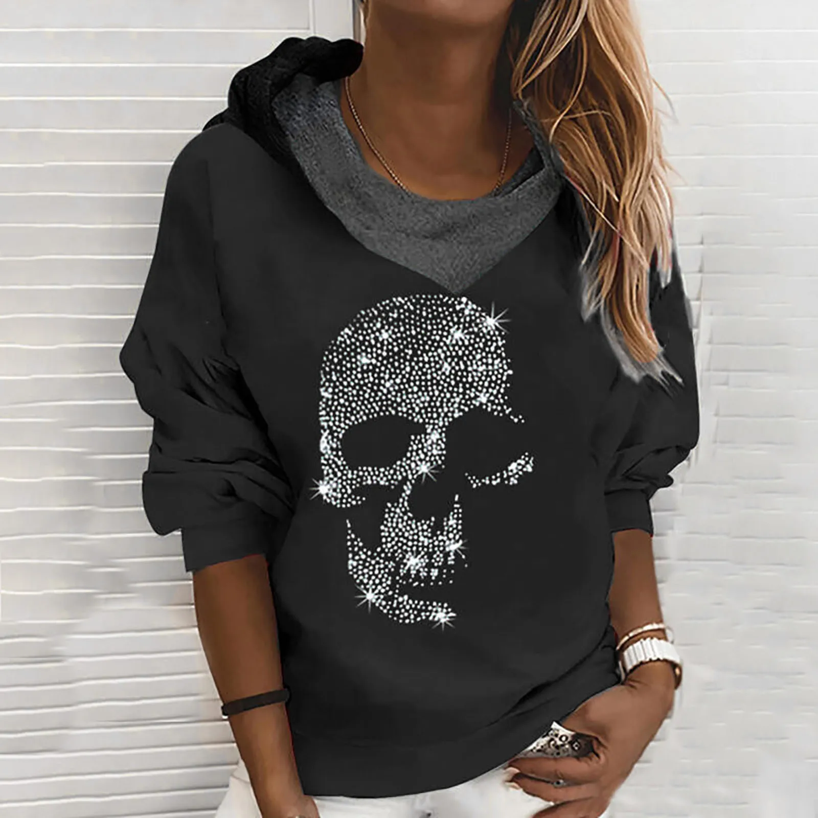 

Женская толстовка с капюшоном, с круглым вырезом и длинным рукавом