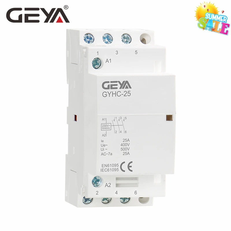 Автоматическая Катушка GEYA 3P 16A 20A 25A 3NO AC контактор для дома DIN Rail 220 В|Замыкатели| |
