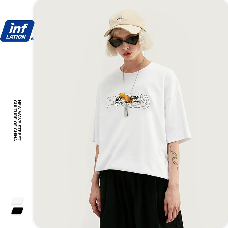 Мужская футболка INFLATION 100% хлопок смешная уличная одежда в стиле хип-хоп цельная