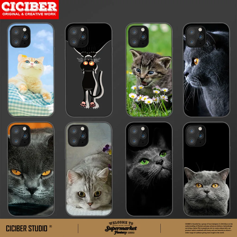 

Lovely Animal Cat Phone Case For iPhone 11 12 Pro Max mini XR X XS Max 7 8 6S Plus SE 2020 Phone Cases TPU Cover Fundas Coque