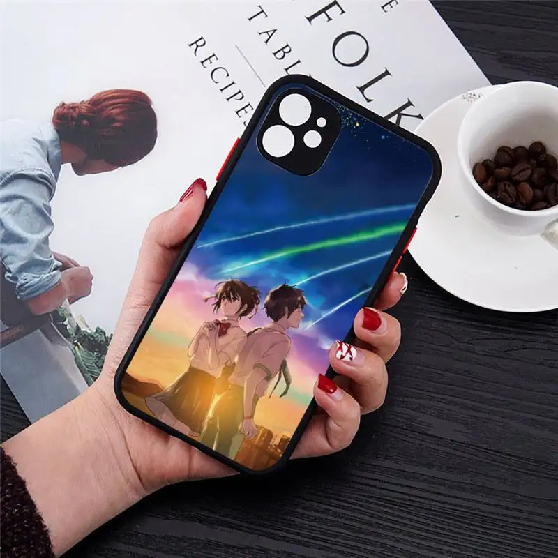 

Japanese anime your name Phone Case Transparent Matte for iPhone 7 8 11 12 s mini pro X XS XR MAX Plus cover funda