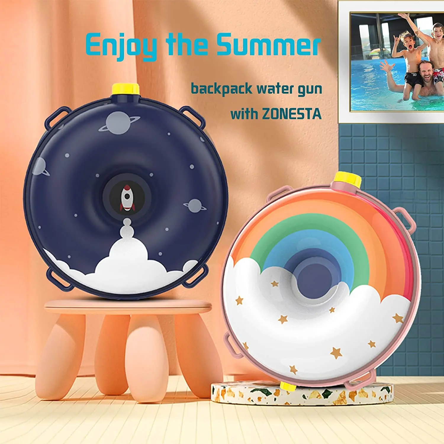

Water Gun Backpack Water Blaster for Kids -Water Shooter with Tank Lady Bug Toys for Kids- Summer Outdoor Toys f