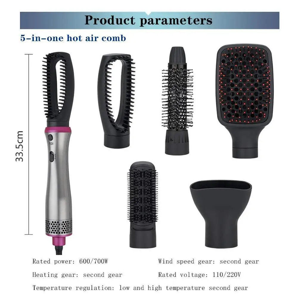 

5 In 1 Hair Dryer Brush Hot Air Comb Multifunctional Hair Styling Curling Straightening Hair Dryer and Straightening Comb