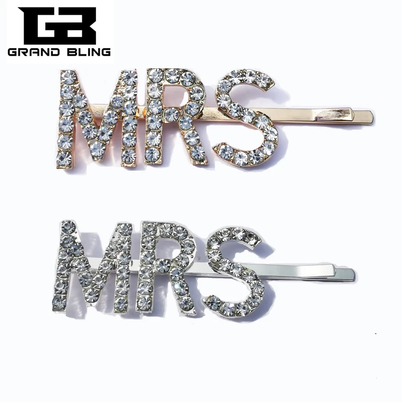 Новые ювелирные стили хрустальные слова &quotMRS&quot заколки для волос Свадебные