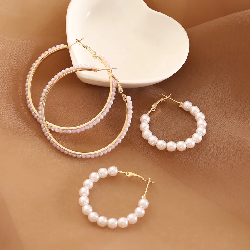 

New Women's Earrings Jewelry Pearl Trendy Earrings For Women Bohemian Fashion Jewelry Heart Geometric kolczyki Hoop Earings