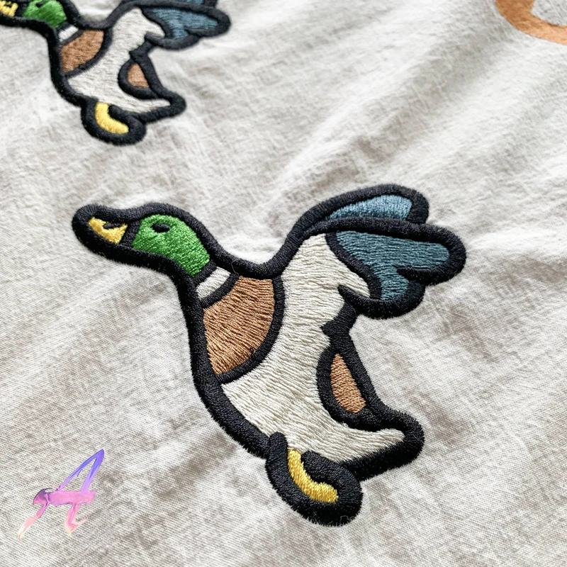 Рубашка Мужская/женская с вышивкой Летающая утка Повседневная Свободная рубашка