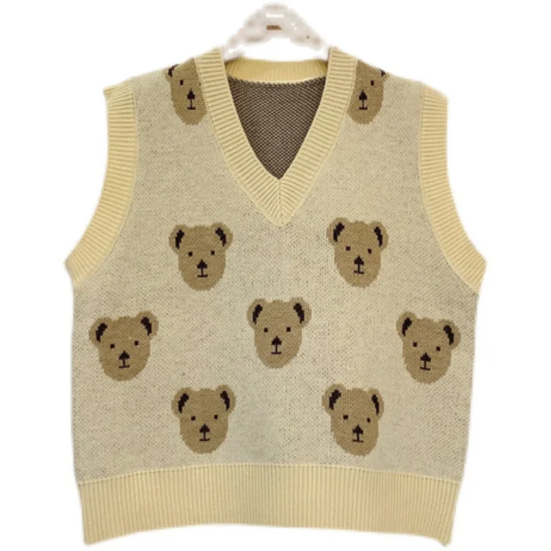 

Женский трикотажный жилет без рукавов, повседневный жилет с V-образным вырезом в Корейском стиле, 2021