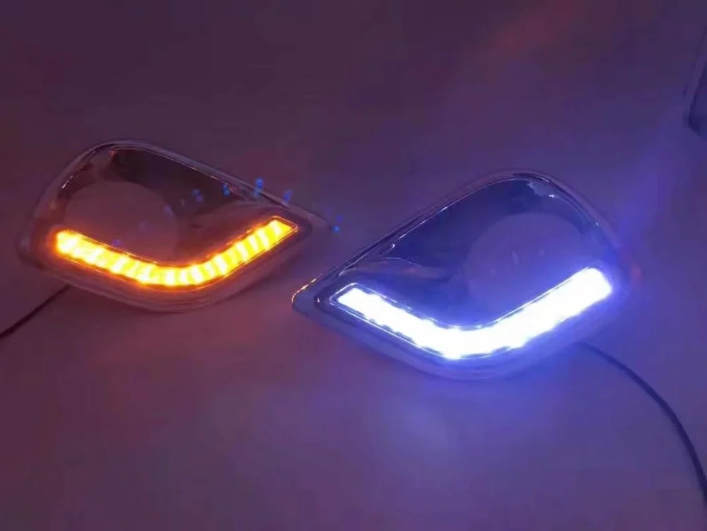 

Osmrk led drl daytime running light for Toyota RAV4 2014 with yellow turn signal and wireless control