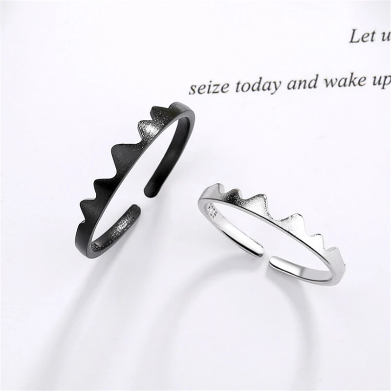 

Korean Style Tibetan Sliver Mountain League Oath Couple Rings Promise Love Black&Sliver Color Wave Lover's Adjustable Rings R264