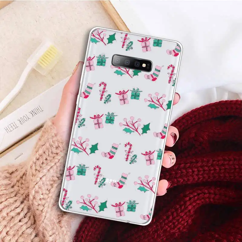 

Fashion Christmas Phone Case Transparent for samsung A 21s 50 51 71 S 8 9 20 20fe note 10 20 ultra plus