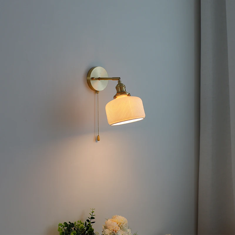 Латунь Керамика бра исследование Спальня прикроватные светильники Туалет