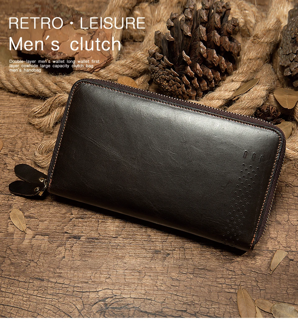 Роскошный модный мужской кошелек из натуральной кожи, тонкий длинный мужской клатч с карманом для монет, мужская сумка, кошелек, мужской кожаный кошелек для мужчин 9029
