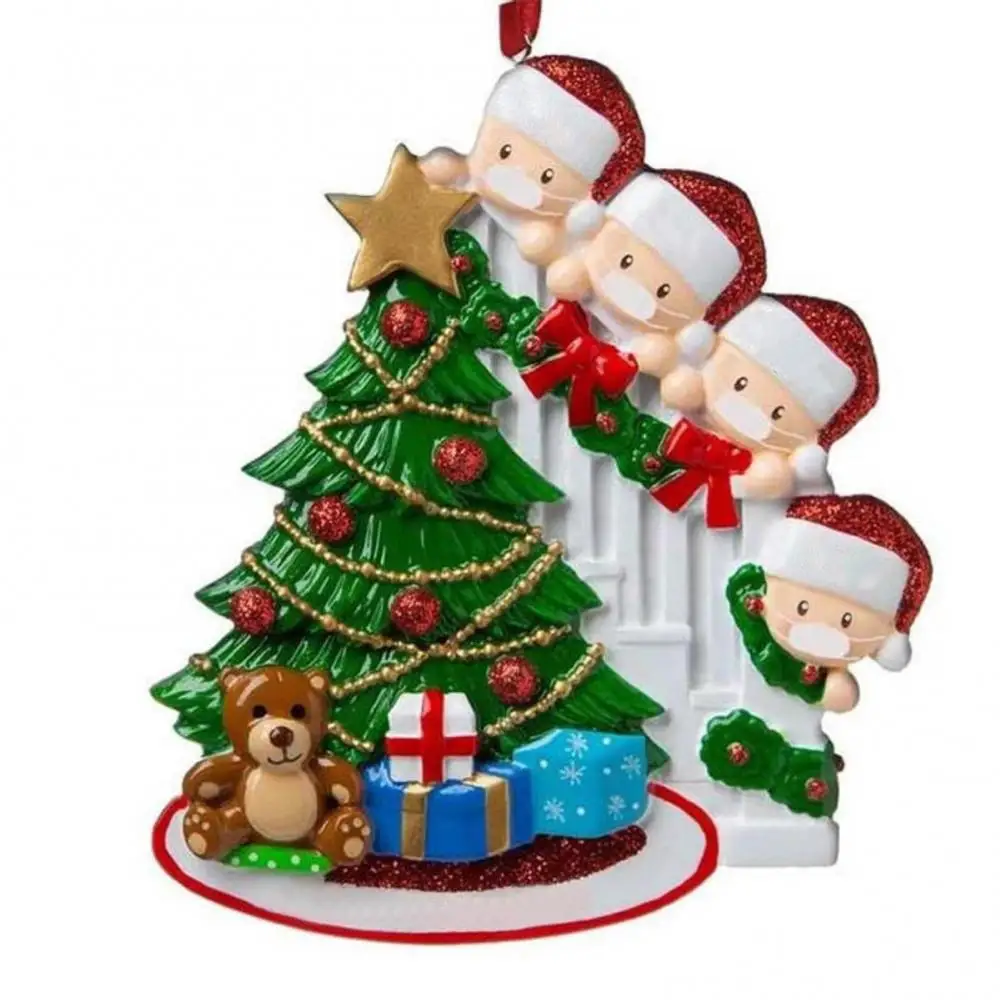 

Cartoon Family Members DIY Name Blessing Pendant with Gift Box Christmas Decor Name Wishes PVC Card Santa Claus Family