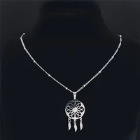 stainless steel dreamcatcher necklace women flower of life bohemia small pendant necklace boho jewelry collier boheme n8010s05