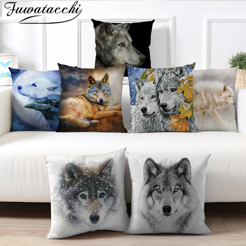 Наволочки Fuwatacchi с принтом диких животных наволочки изображением волка короля