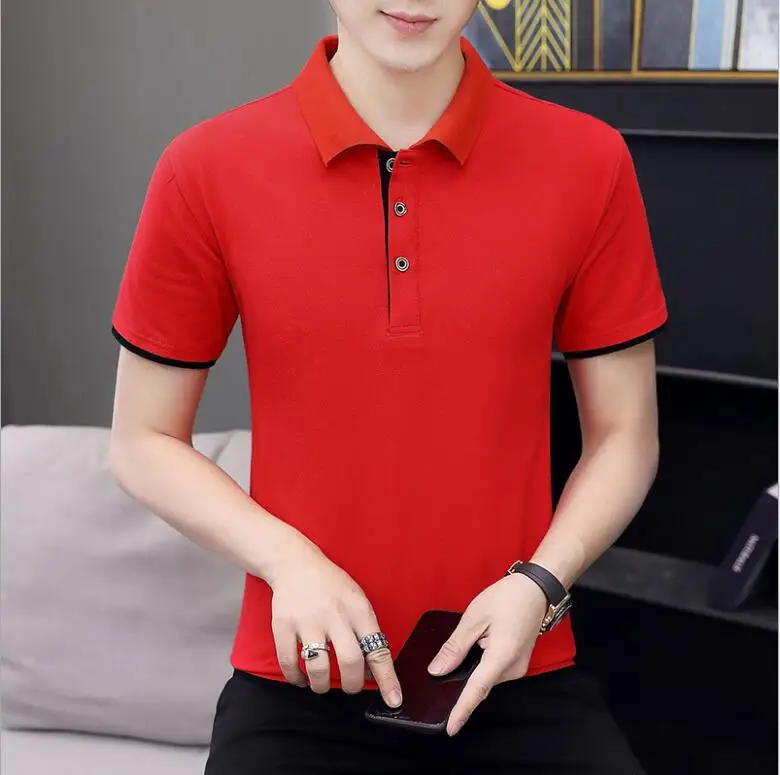 2021 New Men Polo Shirt Men Business Casual Solid Male Polo Shirt Short Sleeve