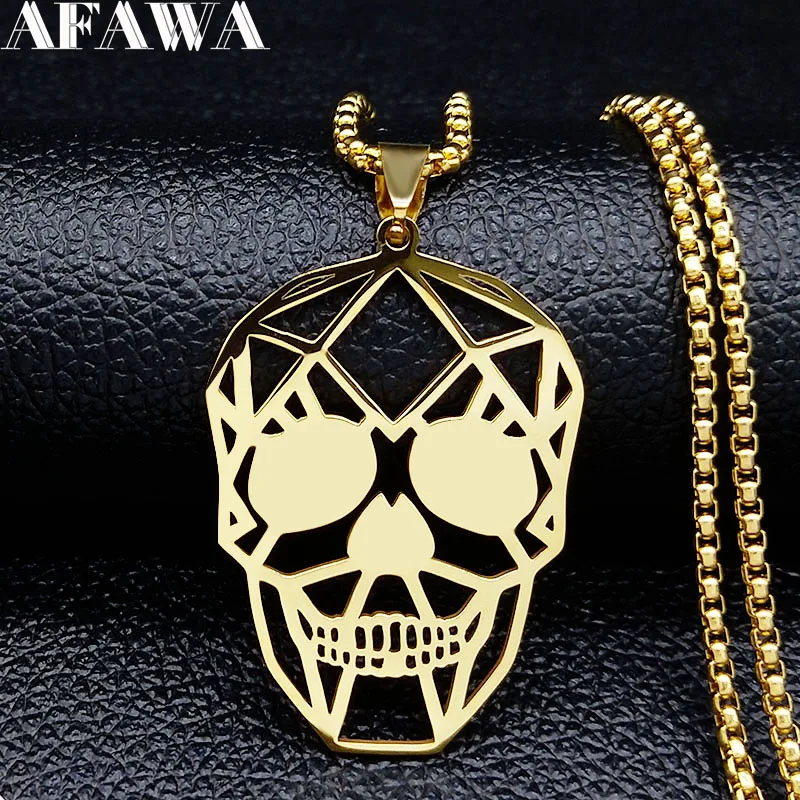 2021 модные золотые Цвет с черепом из нержавеющей стали длинное крупное ожерелье
