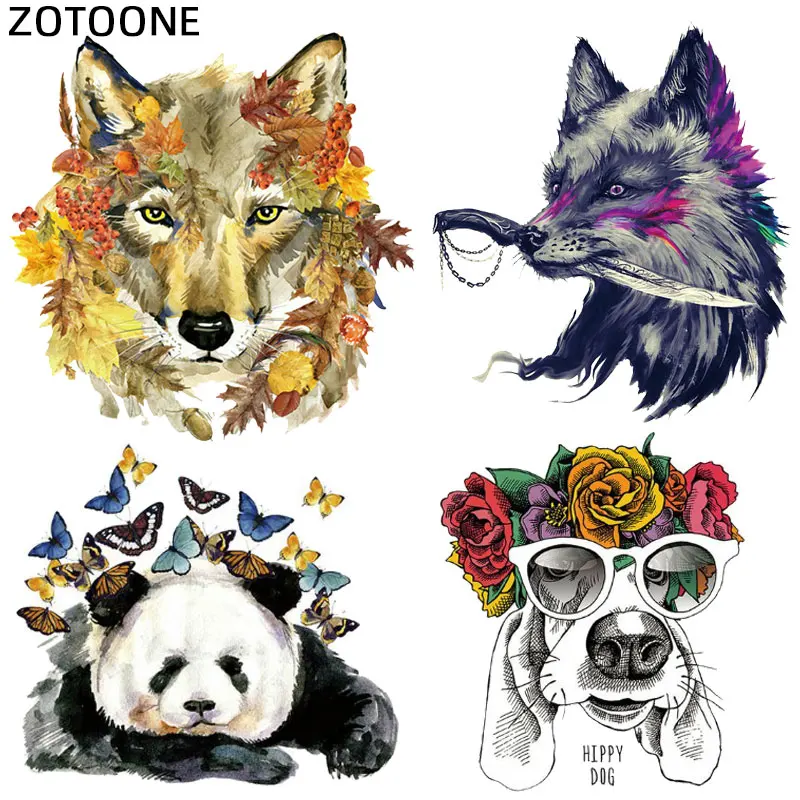 ZOTOONE, милые животные, железные передачи, одежда, волк, панда, собака, патч, наклейка, сделай сам, дети, термо, передача тепла, футболка с принтом G
