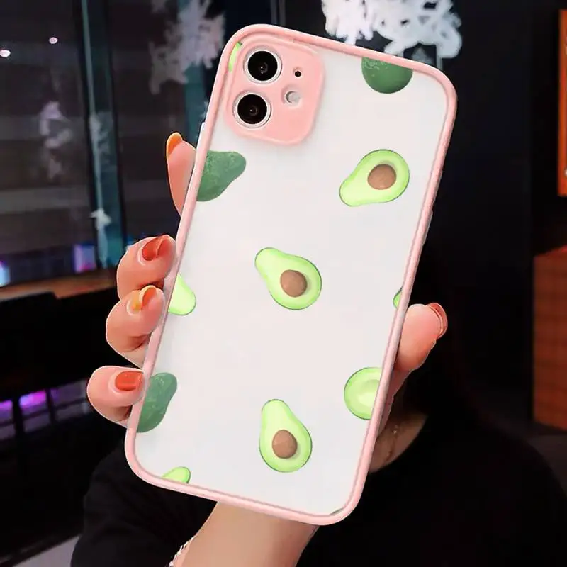 

avocado Phone Cases Matte transparent For Pink iPhone 12 Mini 11 Pro XR XS Max 7 8 Plus X Back Cover
