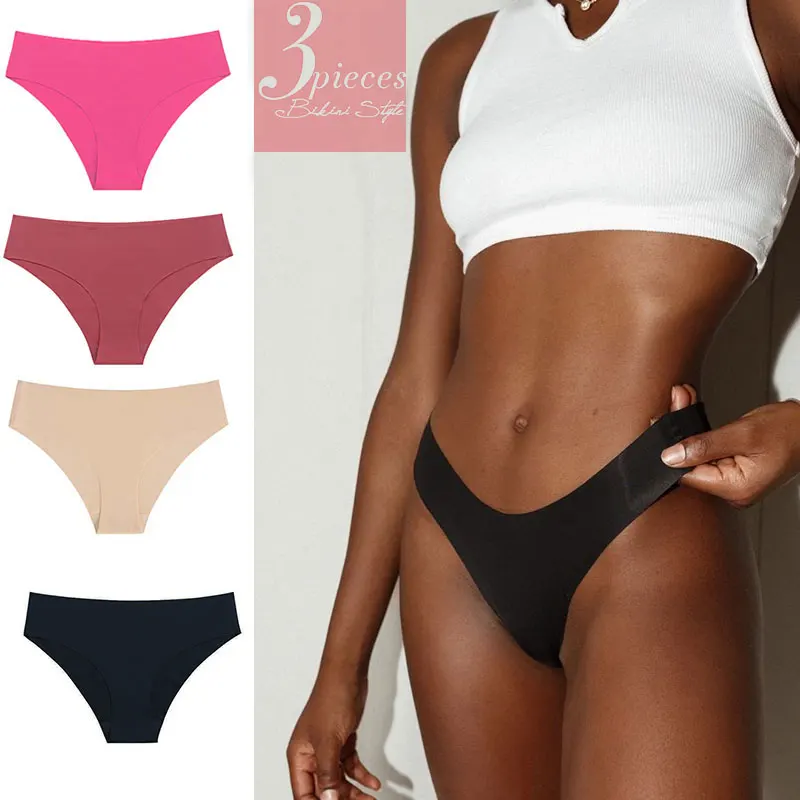 

3 пакеты женщина нижнее белье сексуальные трусики ультра-тонкие однотонные с низкой посадкой трусики с оборками нижнее белье трусы для Фитн...