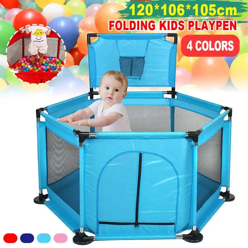 

48inch Baby Playpen Playground Ball Pit Balls Childrens Tent Park Kids Balloons Toys Outdoor Fun with Sports Basketball Hoop