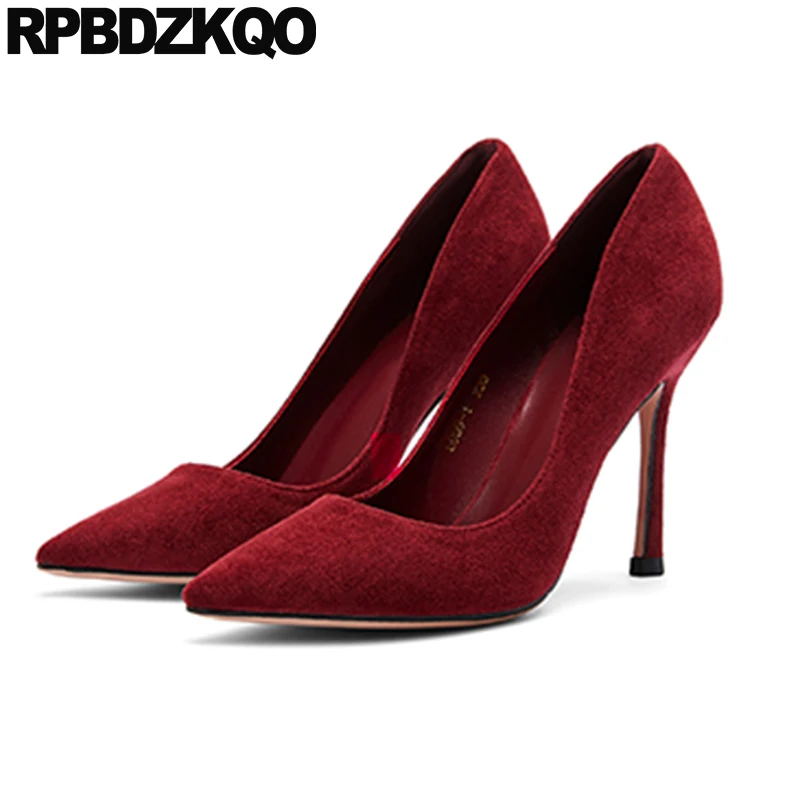 Туфли-лодочки женские замшевые телесного цвета с острым носком 8 см - купить по