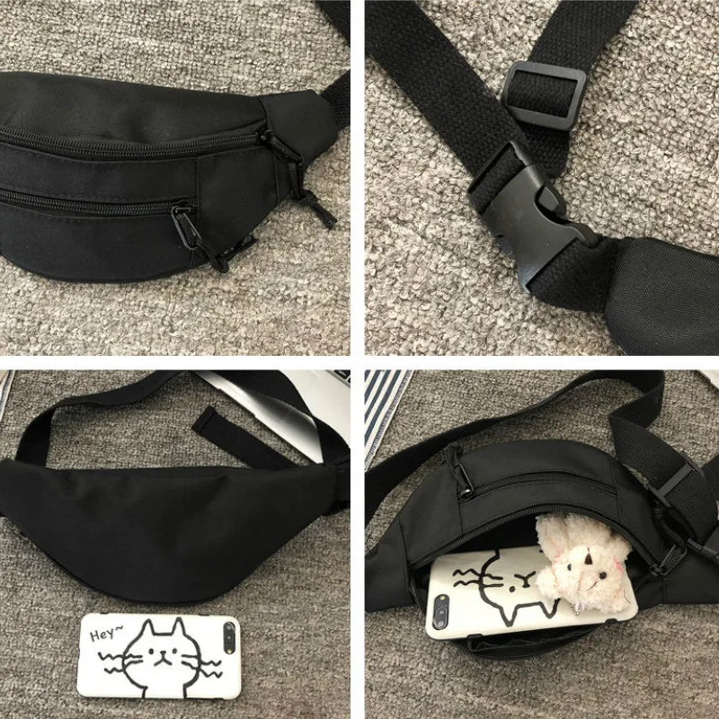 

Women Waist Packs Nylon Solid Hip-hop Streetwear Harajuku Unisex Casual Fashion All-match Convenient Fanny Pack Waterproof Chic