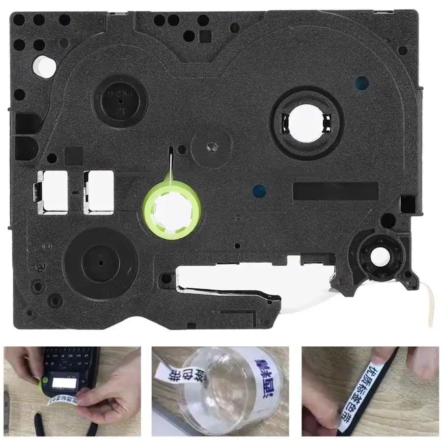 Лента для печати этикеток Brother совместимая с TZe этикеткой матовая белая на