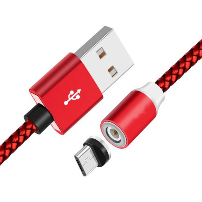 Red for Micro 360 СВЕТОДИОДНЫЙ Магнитный зарядный кабель для iPhone XR XS MAX X 8 7 6 6S Plus, магнитное зарядное устройство для мобильного телефона, кабель Micro USB C, провод типа C - Тип штекера: Red for Micro