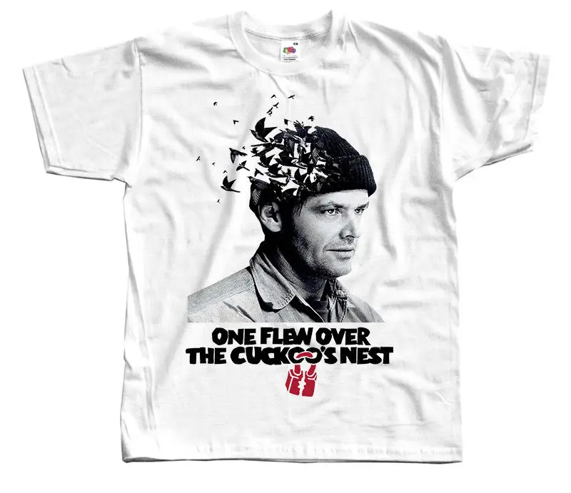 

One Flew Over The Cuckoo's Nest V2, Poster, DTG T SHIRT WHITE All Sizes S-3XL T Shirt Hot Topic Men Short Sleeve