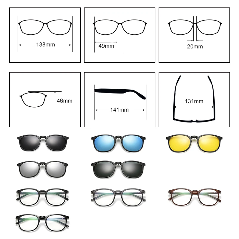 Магнитные поляризованные солнцезащитные очки 5 в 1 Ralferty TR90 с нескольсветильник