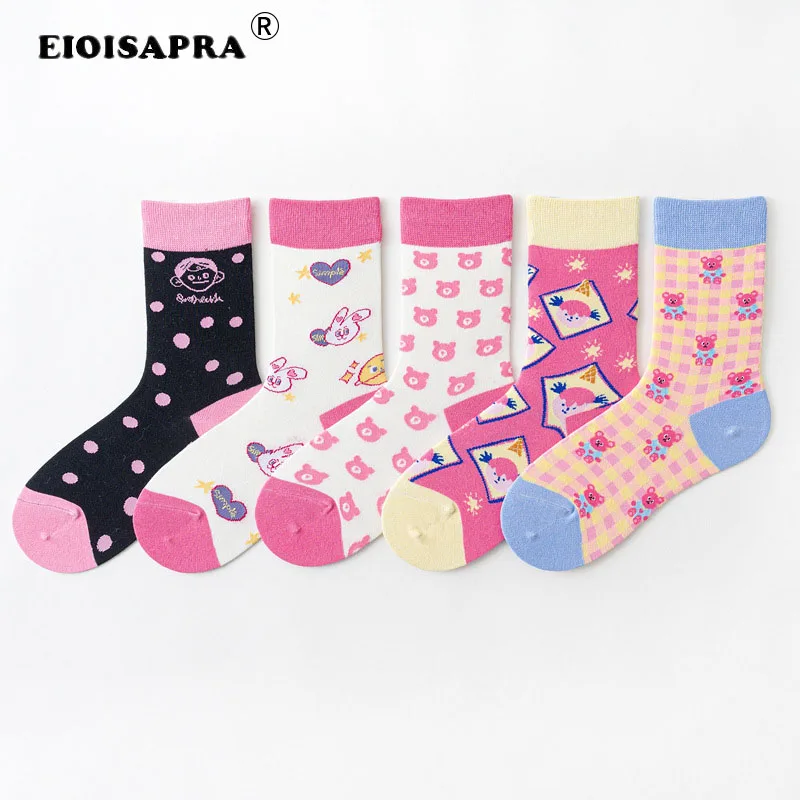 

Kawaii Creative Japanese Korea Style Harajuku Women Socks Cartoon Pink Candy Color Cotton Girl Socks College Style Small Fresh