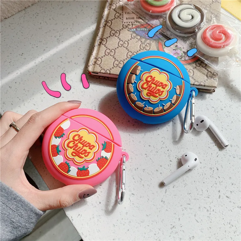 

For Airpod Pro Case 3D Strawberry Lollipop Earphone Case For AirPods 1 2 Silicone Wireless Bluetooth Headphone Protective Cover