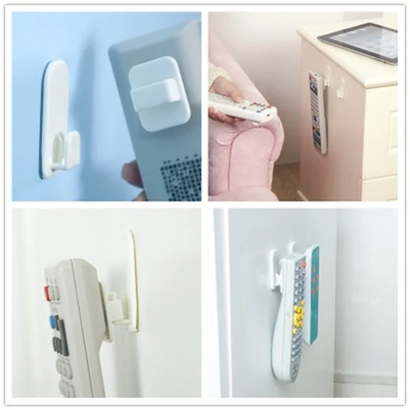 

4Pcs/Set Strong Hanger Holder Plastic Hooks Sticky Hook Set Air Conditioner TV Remote Control Key Practical Wall Storage