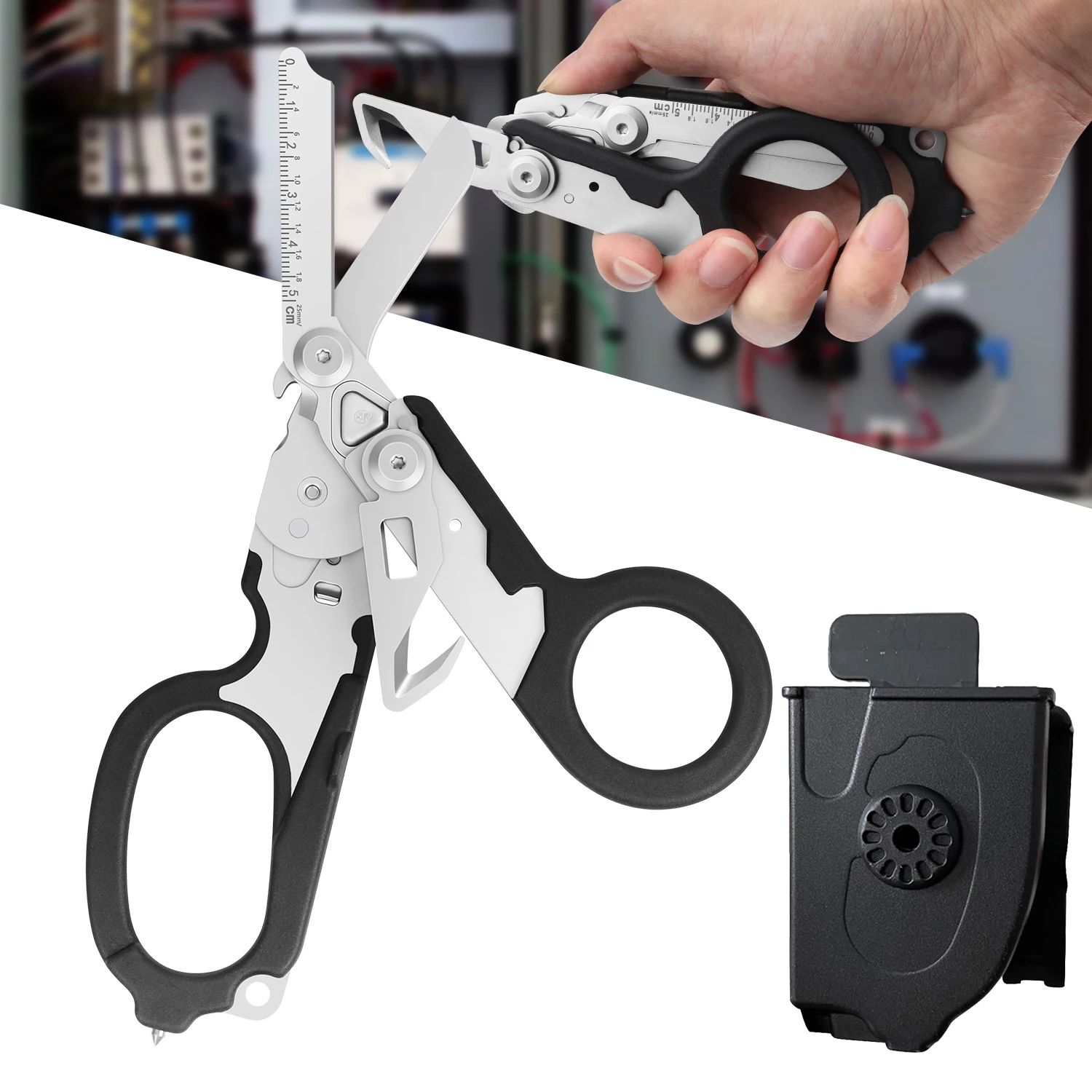 

6 in 1 Raptor Emergency Response Shears multifunctional scissors with Strap Cutter and Glass Breaker with Compatible Holster