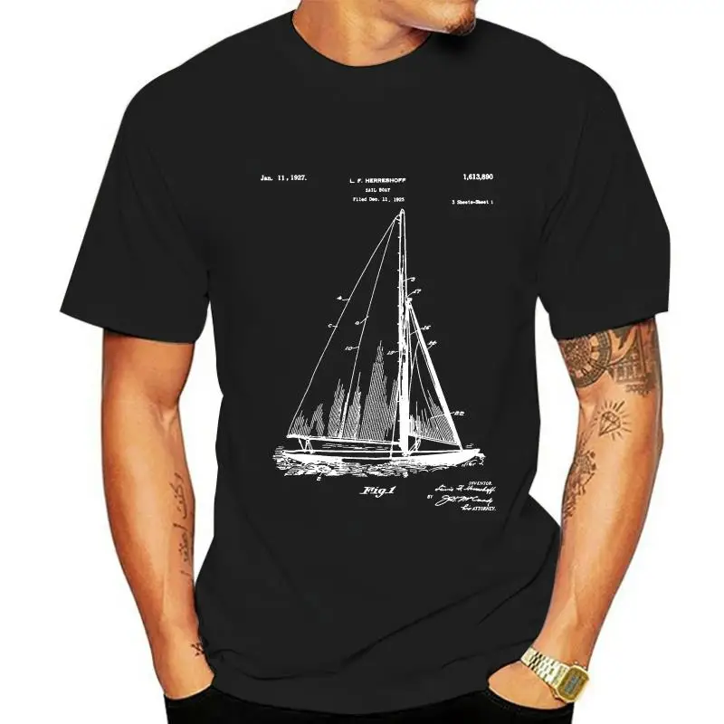 

Футболка с парусной лодкой Herreshoff, футболка с парусной лодкой, патент для моряка, морской Винтаж, одежда для парусной лодки P142